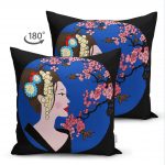 - Suet-K-5794siyah-1 - Realhomes Çift Taraflı Çiçek Motifli Japon Kız Desenli Dekoratif Süet Yastık Kılıfı Realhomes