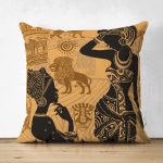 - Suet-K-5809 - Realhomes Çift Taraflı Etnik Afrika Desenli Modern Süet Kırlent Kılıfı Realhomes