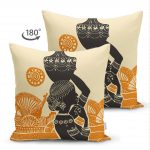 - Suet-K-5812-1 - Realhomes Çift Taraflı Başında Vazo Taşıyan Etnik Afrika Desenli Modern Süet Kırlent Kılıfı Realhomes