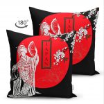 - Suet-K-5827-1 - Realhomes Çift Taraflı Beyaz Dal Desenli Çift Yelpazeli Japan Kadın Modern Süet Yastık Kılıfı Realhomes