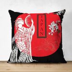 - Suet-K-5827 - Realhomes Çift Taraflı Beyaz Dal Desenli Çift Yelpazeli Japan Kadın Modern Süet Yastık Kılıfı Realhomes