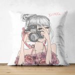 Çift Taraflı Fashion Girl Dijital Baskılı Modern Süet Yastık Kırlent Kılıfı Realhomes