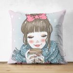 Çift Taraflı Fashion Girl Dijital Baskılı Modern Süet Yastık Kırlent Kılıfı Realhomes