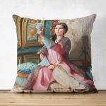 Çift Taraflı Osmanlı Resimli Dijital Baskılı Dekoratif Süet Yastık Kırlent Kılıfı Realhomes