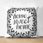 Çift Taraflı Home Sweet Home Dijital Baskılı Dekoratif Süet Yastık Kırlent Kılıfı Realhomes