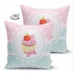 - Suet-K-67-1 - Realhomes Çift Taraflı Cup Cake Dijital Baskılı Dekoratif Süet Yastık Kırlent Kılıfı Realhomes