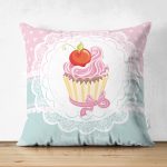 - Suet-K-67 - Realhomes Çift Taraflı Cup Cake Dijital Baskılı Dekoratif Süet Yastık Kırlent Kılıfı Realhomes