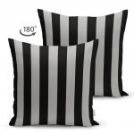 - Suet-K-6755-1 - Realhomes  Çift Taraflı Siyah Gri Düz Çizgiler Özel Tasarımlı Dekoratif Süet Kırlent Kılıfı Realhomes