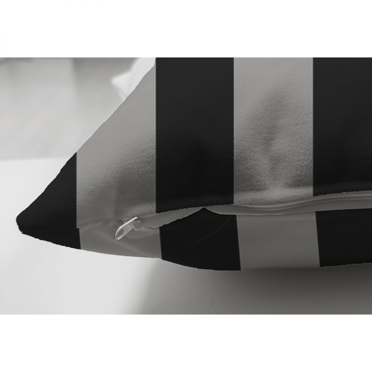 Çift Taraflı Siyah Gri Düz Çizgiler Özel Tasarımlı Dekoratif Süet Kırlent Kılıfı Realhomes