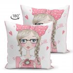 - Для Интернета - Realhomes Çift Taraflı Fashion Girl Dijital Baskılı Modern Süet Yastık Kırlent Kılıfı Realhomes