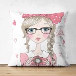- Для Интернета - Realhomes Çift Taraflı Fashion Girl Dijital Baskılı Modern Süet Yastık Kırlent Kılıfı Realhomes