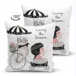 - Print - Realhomes Çift Taraflı Fashion Girl Dijital Baskılı Modern Süet Yastık Kırlent Kılıfı Realhomes