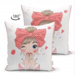 - Для Интернета - Realhomes  Çift Taraflı Fashion Girl Dijital Baskılı Modern Süet Yastık Kırlent Kılıfı Realhomes