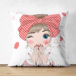 - Для Интернета - Realhomes  Çift Taraflı Fashion Girl Dijital Baskılı Modern Süet Yastık Kırlent Kılıfı Realhomes