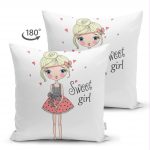 - Для Интернета - Realhomes Çift Taraflı Fashion Girl Dijital Baskılı Modern Süet Yastık Kırlent Kılıfı Realhomes