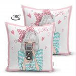 - Для Интернета - Realhomes Çift Taraflı Fashion Girl Dijital Baskılı Modern Süet Yastık Kırlent Kılıfı Realhomes