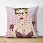 - Основные RGB - Realhomes  Çift Taraflı Fashion Girl Dijital Baskılı Modern Süet Yastık Kırlent Kılıfı Realhomes
