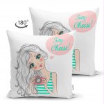 - Для Интернета - Realhomes Çift Taraflı Fashion Girl Dijital Baskılı Modern Süet Yastık Kırlent Kılıfı Realhomes