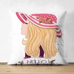 - Baskı - Realhomes Çift Taraflı Fashion Girl Dijital Baskılı Modern Süet Yastık Kırlent Kılıfı Realhomes