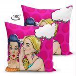 - Suet-K-731-1 - Realhomes Çift Taraflı Fashion Girl Dijital Baskılı Modern Süet Yastık Kırlent Kılıfı Realhomes