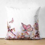 Çift Taraflı Modern Kelebek Dijital Baskılı Dekoratif Süet Yastık Kırlent Kılıfı Realhomes