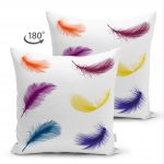 Çift Taraflı Kuş Tüyü Resimli Dijital Baskılı Dekoratif Süet Yastık Kırlent Kılıfı Realhomes