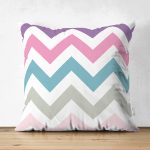 - Suet-K-753 - Realhomes Çift Taraflı Zigzag Desen Dijital Baskılı Dekoratif Süet Yastık Kırlent Kılıfı Realhomes
