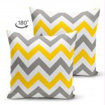 - Suet-K-754-1 - Realhomes Çift Taraflı Zigzag Desen Dijital Baskılı Dekoratif Süet Yastık Kırlent Kılıfı Realhomes