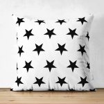 Çift Taraflı Modern Yıldız Desenli Dijital Baskılı Dekoratif Süet Yastık Kırlent Kılıfı Realhomes