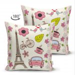 - Suet-K-78-1 - Realhomes Çift Taraflı Eyfel Kulesi Desenli Dijital Baskılı Dekoratif Süet Yastık Kırlent Kılıfı Realhomes