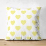 - Suet-K-781 - Realhomes Çift Taraflı Kalp Desen Dijital Baskılı Süet Yastık Kırlent Kılıfı Realhomes