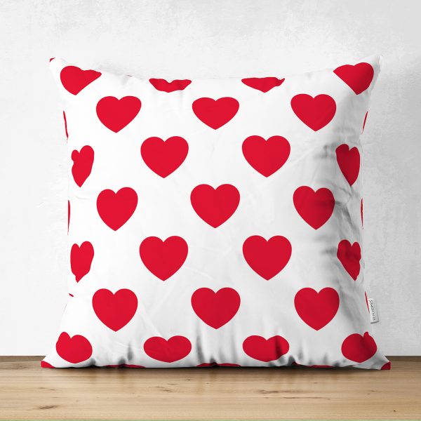 - Suet-K-782 - Realhomes  Çift Taraflı Modern Kalp Desenli Dijital Baskılı Süet Yastık Kırlent Kılıfı Realhomes
