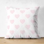 - Suet-K-783 - Realhomes  Çift Taraflı Kalp Desen Dijital Baskılı Süet Yastık Kırlent Kılıfı Realhomes