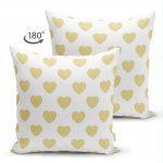 - Suet-K-784-1 - Realhomes Çift Taraflı Kalp Desen Dijital Baskılı Süet Yastık Kırlent Kılıfı Realhomes