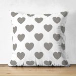 - Suet-K-785 - Realhomes Çift Taraflı Kalp Desen Dijital Baskılı Süet Yastık Kırlent Kılıfı Realhomes