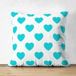 Çift Taraflı Kalp Desen Dijital Baskılı Süet Yastık Kırlent Kılıfı Realhomes