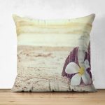 Çift Taraflı Modern Çiçek Desen Dijital Baskılı Süet Yastık Kırlent Kılıfı Realhomes