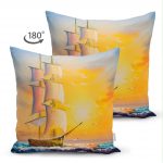 - Suet-K-822-1 - Realhomes Çift Taraflı Modern Gemi Desen Dijital Baskılı Süet Yastık Kırlent Kılıfı Realhomes