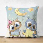 - Suet-K-825 - Realhomes Çift Taraflı Başkuş Desen Dijital Baskılı Süet Yastık Kırlent Kılıfı Realhomes