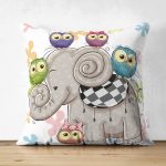 Çift Taraflı Modern Fil Desen Dijital Baskılı Süet Yastık Kırlent Kılıfı Realhomes