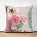 - Suet-K-837 - Realhomes Çift Taraflı Çiçek Temalı Dijital Baskılı Süet Yastık Kırlent Kılıfı Realhomes