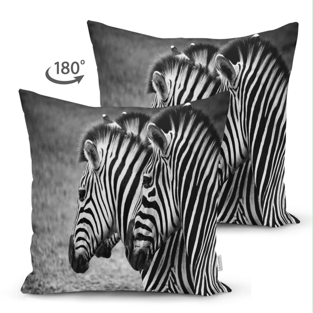 Çift Taraflı Modern Zebra Desen Dijital Baskılı Süet Yastık Kırlent Kılıfı Realhomes