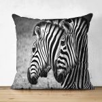 - Suet-K-838 - Realhomes  Çift Taraflı Modern Zebra Desen Dijital Baskılı Süet Yastık Kırlent Kılıfı Realhomes