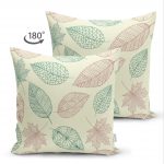 - Suet-K-839-1 - Realhomes Çift Taraflı Yaprak Temalı Dijital Baskılı Süet Yastık Kırlent Kılıfı Realhomes