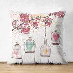 Çift Taraflı Baykuş Desenli Dijital Baskılı Dekoratif Süet Yastık Kırlent Kılıfı Realhomes