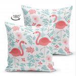 - Suet-K-845-1 - Realhomes Çift Taraflı Modern Flamingo Desenli Dijital Baskılı Süet Yastık Kırlent Kılıfı Realhomes