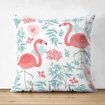 - Suet-K-845 - Realhomes Çift Taraflı Modern Flamingo Desenli Dijital Baskılı Süet Yastık Kırlent Kılıfı Realhomes