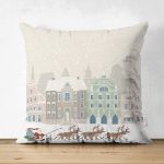 - Suet-K-853 - Realhomes Çift Taraflı Christmas Temalı Dijital Baskılı Süet Yastık Kırlent Kılıfı Realhomes