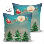 - Suet-K-855-1 - Realhomes  Çift Taraflı Christmas Temalı Dijital Baskılı Süet Yastık Kırlent Kılıfı Realhomes