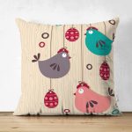 - Suet-K-883 - Realhomes Çift Taraflı Modern Kuş Desenli Dijital Baskılı Süet Yastık Kırlent Kılıfı Realhomes